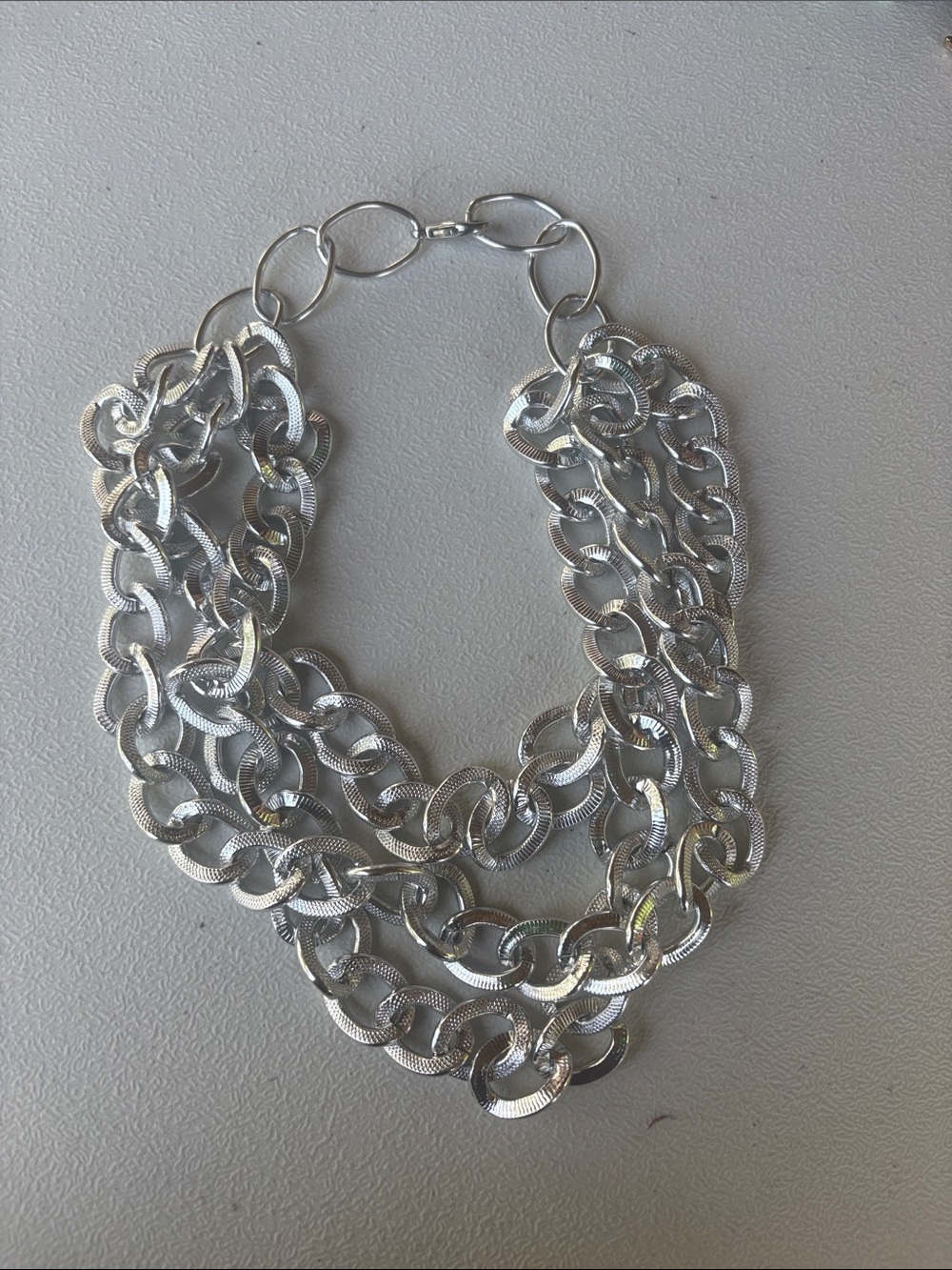 Layered Silver Multi-Chain Statement Necklace for Women